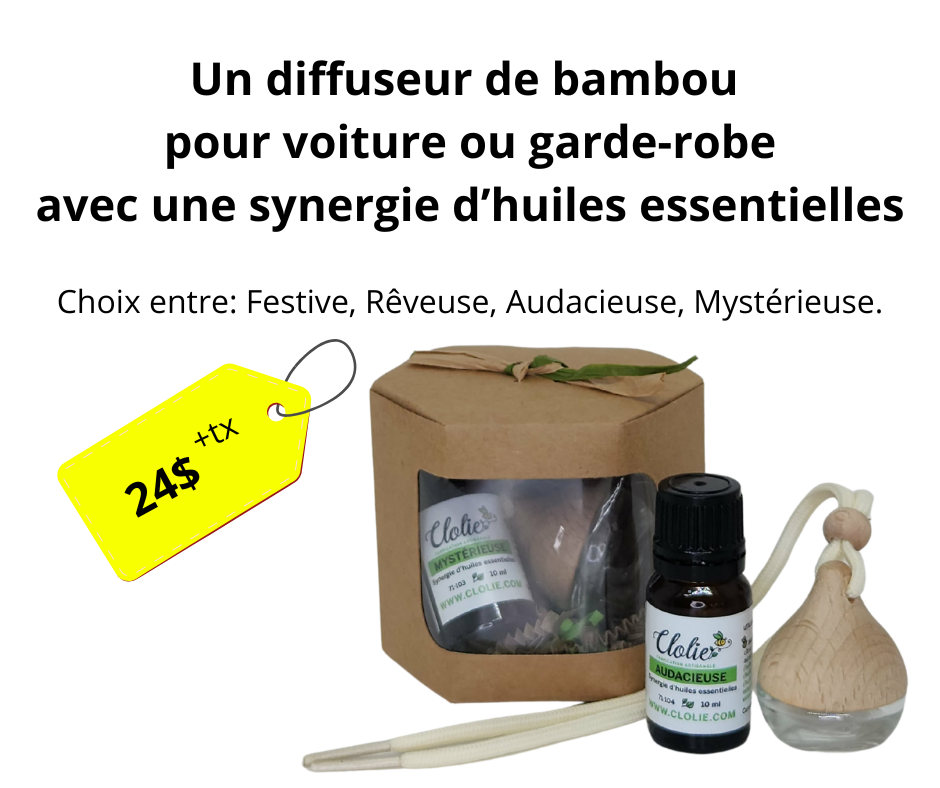 Boite Diffuseur en bambou + synergie d'huiles essentielles