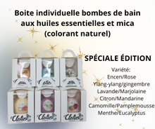 Boite individuelle bombe de bain aux huiles essentielles et mica (colorant naturel)